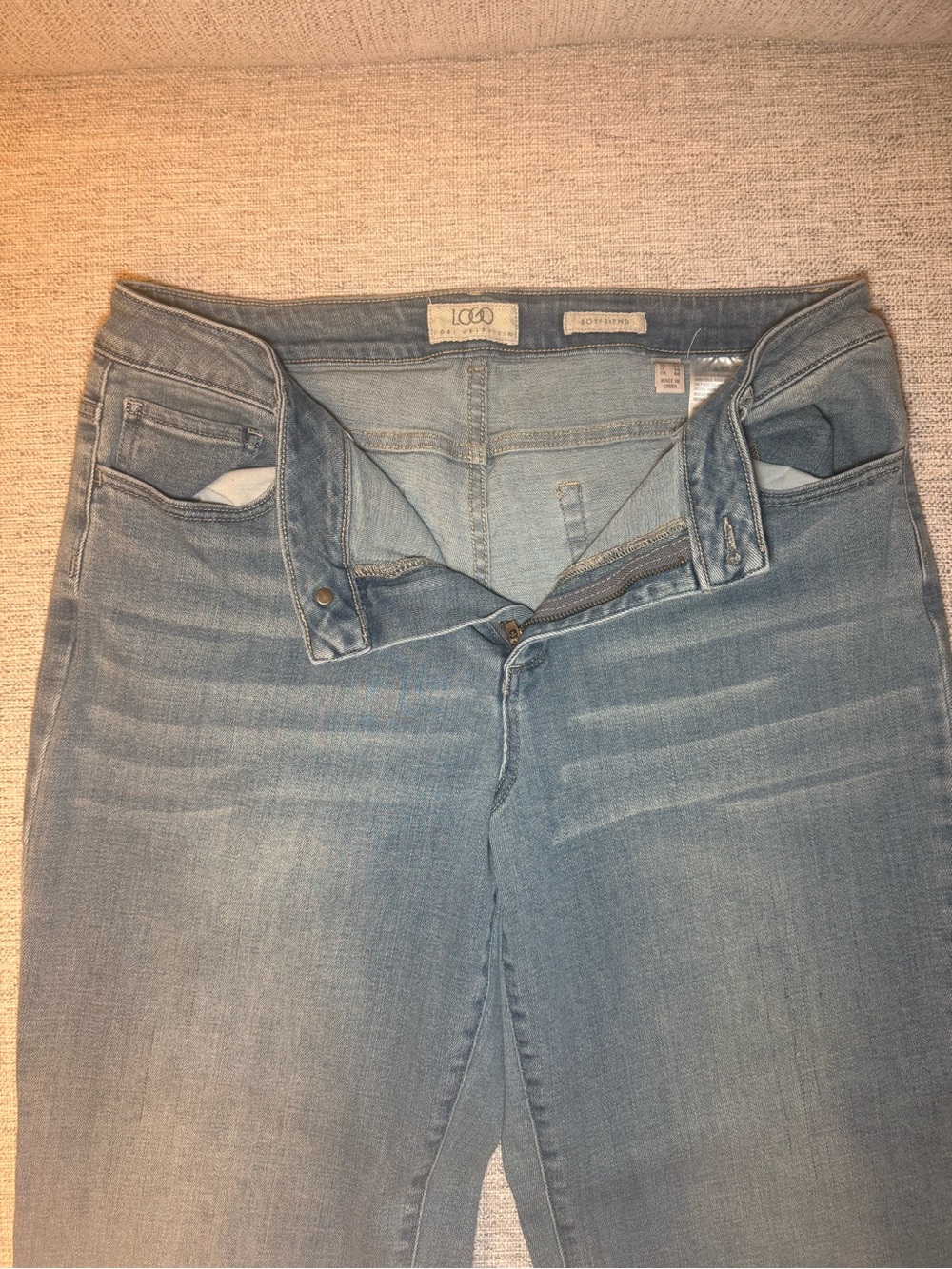 LOGO by Lori Goldstein Boyfriend Jeans Size 12 Stretch Light Wash Denim